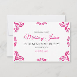 Talavera Pink Floral Minimalist Spanish Wedding Spara Datumet