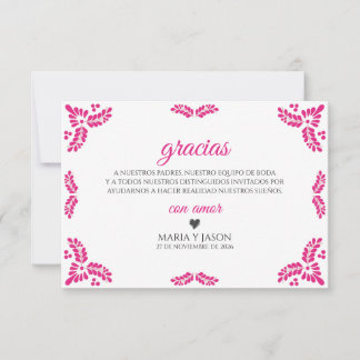 Talavera Pink Floral Minimalist Spanish Wedding Tack Kort