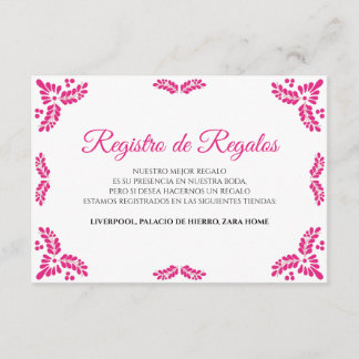 Talavera Pink Floral Minimalist Spanish Wedding Tilläggskort