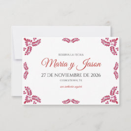 Talavera Red Floral Minimalist Spanish Wedding Spara Datumet