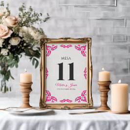 Talavera Rosa Blommig Minimalistisk Spansk Bröllop Bordsnummer