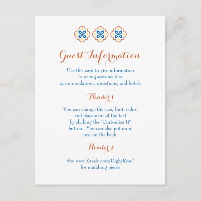 Talavera spaltinformationskort tilläggskort (Framsida)