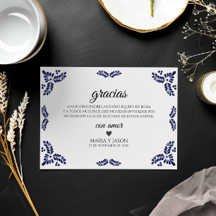Talavera Svart Blommig Minimalistisk Spansk Bröllo Tack Kort