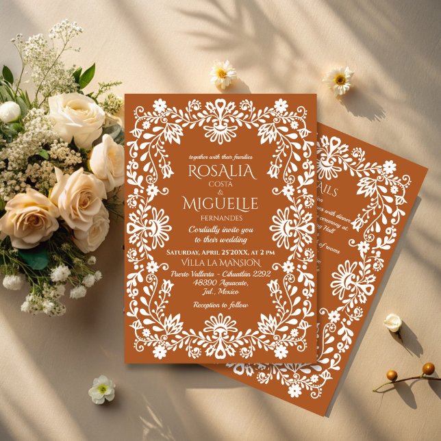 Talavera terracotta Mexikanska bröllop Inbjudningar (Talavera terracotta vintage Mexican wedding Invitation cards with RSVP template instant download)