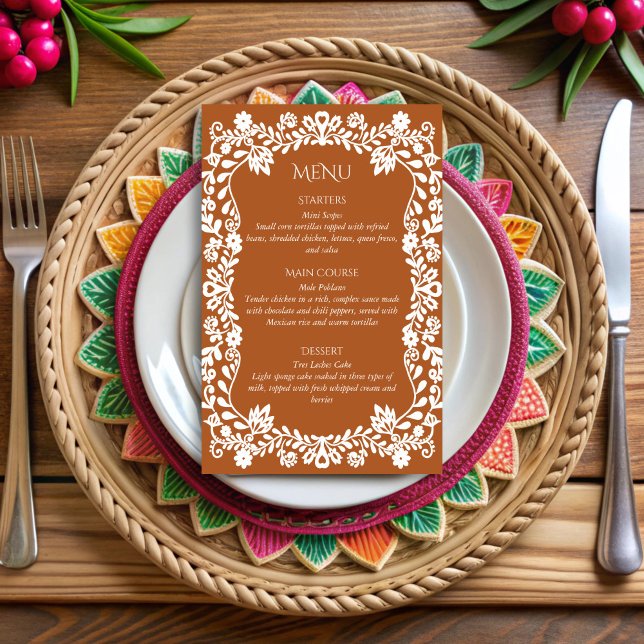 Talavera terracotta Mexikanska bröllop-menykort (Talavera terracotta Mexican wedding menu cards personalized printed menu cards personalized decor)
