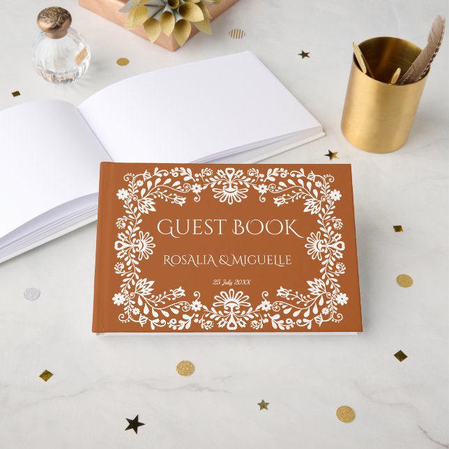 Talavera terrakotta vintage mexikansk bröllop gästböcker (Framsida öppen)