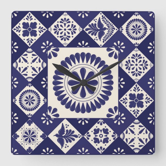 Talavera Tile Dos Fyrkantig Klocka (Framsida)