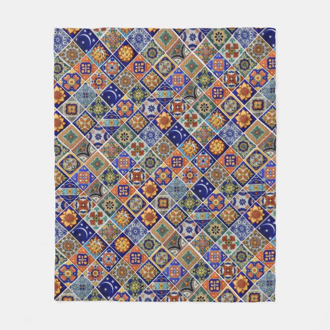 Talavera Tile Image Southwest Stil Cudely Soft Fleecefilt (Framsidan)