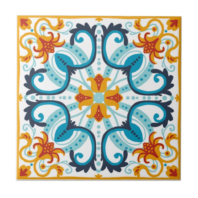 Talavera tile inspirerad kakelplatta (Framsidan)