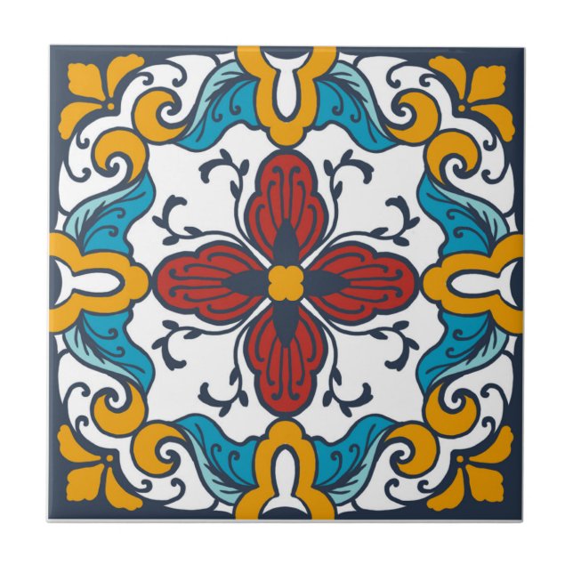 Talavera tile inspirerad kakelplatta (Framsidan)