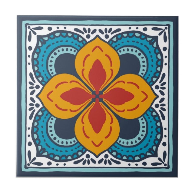 Talavera tile inspirerad kakelplatta (Framsidan)