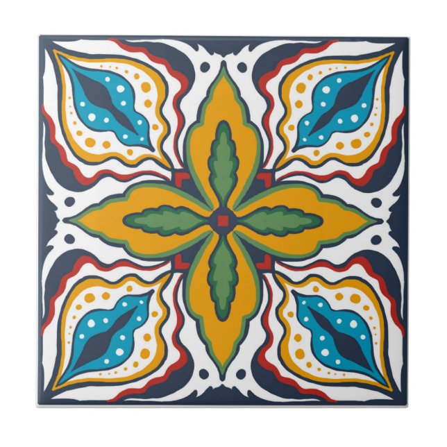 Talavera tile inspirerad kakelplatta (Framsidan)