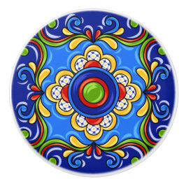 Talavera Tile Version 2 Ceramic Drawer Knob Knopp