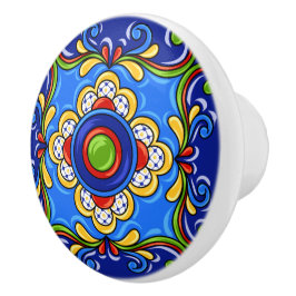 Talavera Tile Version 2 Ceramic Drawer Knob Knopp