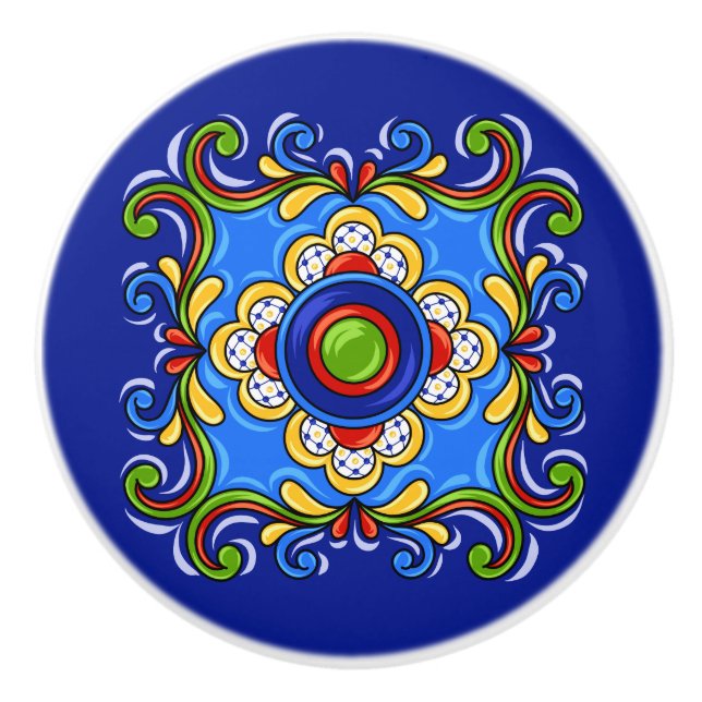 Talavera Tile Version 3 Ceramic Drawer Knob Knopp (Framsidan)