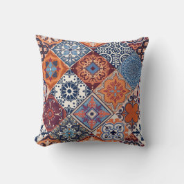 Talavera Tles Orange Sky Navy Blue Burgundy Red  Kudde