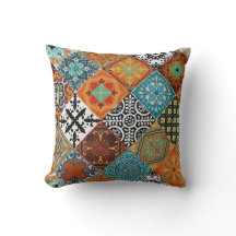 Talavera Tles Turkos Teal Orange Svart Vit