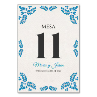 Talavera Turquoise Minimalist Spanish Wedding Bordsnummer