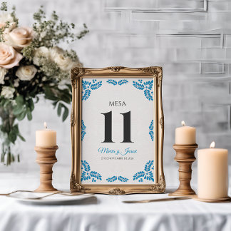 Talavera Turquoise Minimalist Spanish Wedding Bordsnummer
