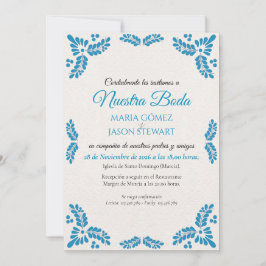 Talavera Turquoise Minimalist Spanish Wedding Inbjudningar