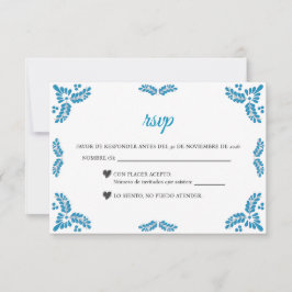 Talavera Turquoise Minimalist Spanish Wedding OSA Kort