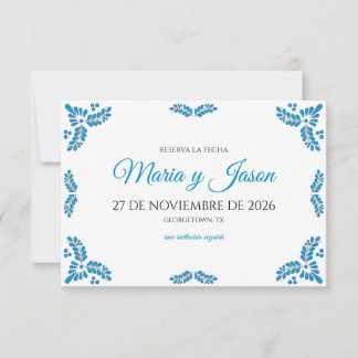 Talavera Turquoise Minimalist Spanish Wedding Spara Datumet