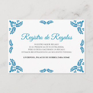 Talavera Turquoise Minimalist Spanish Wedding Tilläggskort
