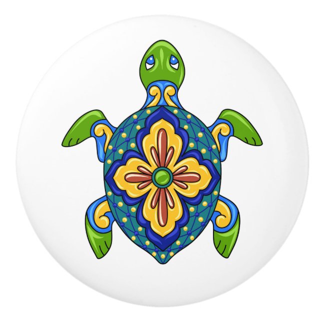 Talavera Turtle Ceramic Drawer Knob Knopp (Framsidan)