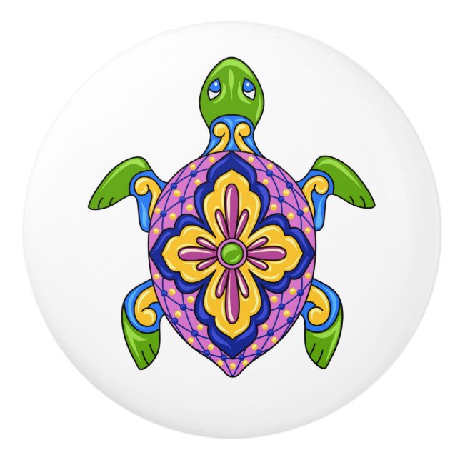 Talavera Turtle Ceramic Drawer Knob Knopp (Framsidan)