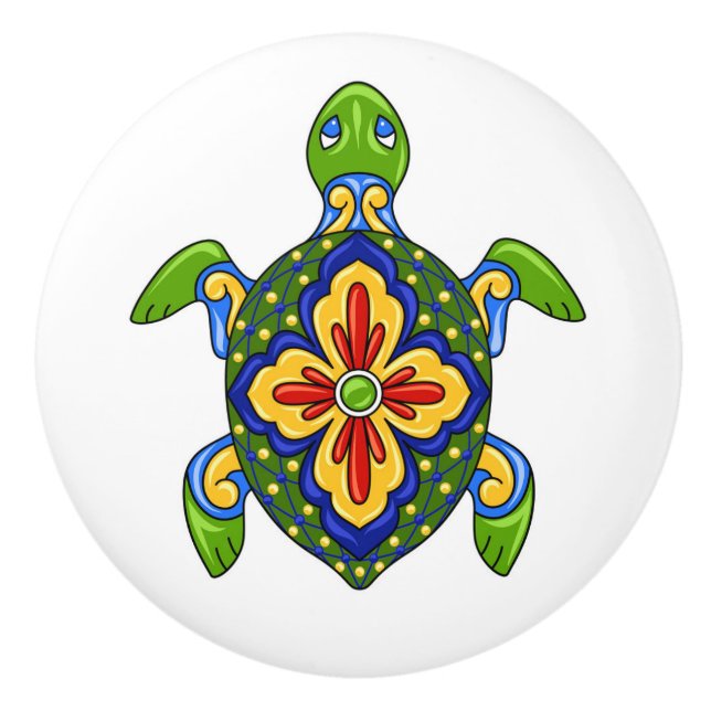 Talavera Turtle Ceramic Drawer Knob Knopp (Framsidan)