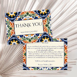 Talavera vintage Mexikanska bröllop Tack Kort<br><div class="desc">Azulejo blå portugisisk Talavera-plattor vintage Mexikanska bröllop tackkort,  folkbricka i Medelhavsområdet mönster bröllop tack era kort,  Hacienda stil bröllop kort</div>
