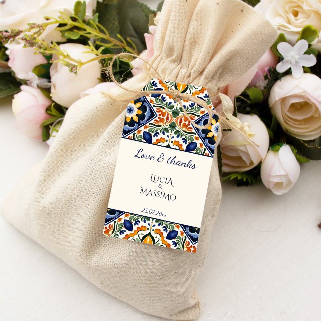 Talavera vintage, Mexikanska bröllop tack Presentetikett (Talavera vintage Mexican wedding thank you favor Gift Tags)