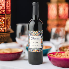 Talavera vintage Mexikanska bröllop Vinflaska Etikett