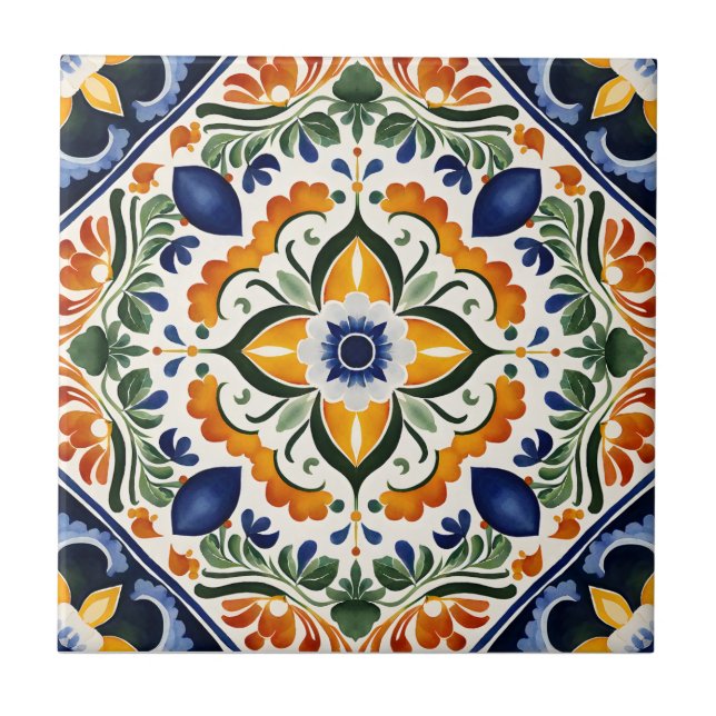 Talavera vintage Mexikanska bröllopsfavörer tryckt Kakelplatta (Framsidan)