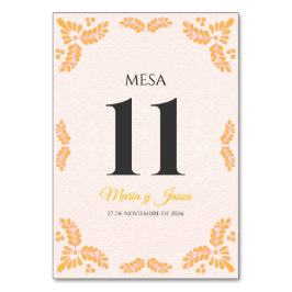 Talavera Yellow Floral Minimalist Spanish Wedding Bordsnummer