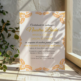 Talavera Yellow Floral Minimalist Spanish Wedding Inbjudningar