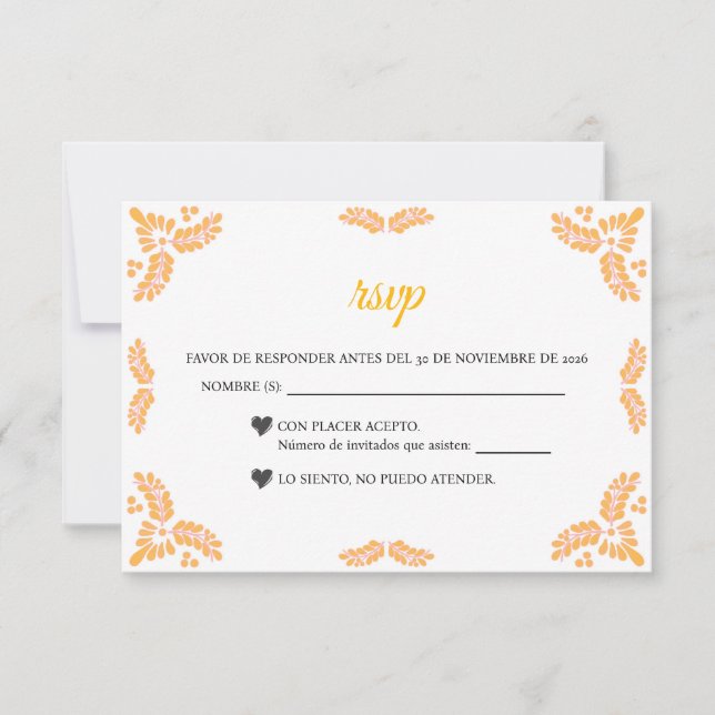 Talavera Yellow Floral Minimalist Spanish Wedding OSA Kort (Framsida)