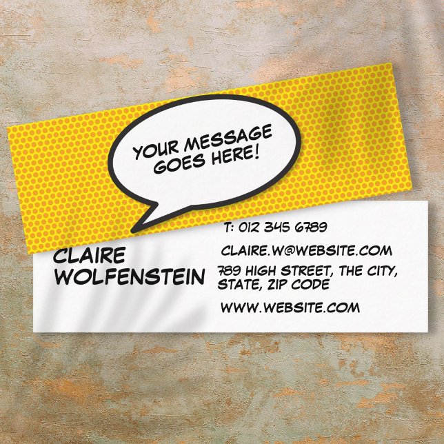 Talbubblans meddelande Rolig Retro Serietidning (Speech Bubble Message Fun Retro Comic Book Mini Business Card)