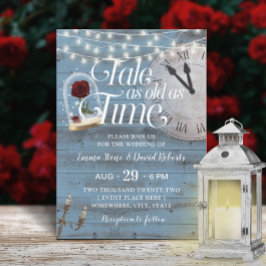 Tale as Old as Time Dusty Blue Fairytale Bröllop Inbjudningar