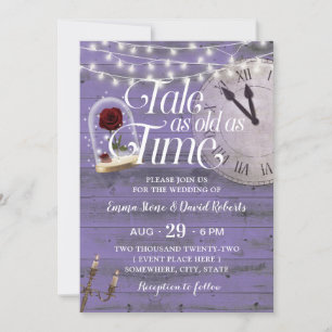 Tale as Old as Time Lavender Fairytale Bröllop Inbjudningar