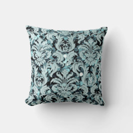 Tale Teal Aquatic Silver Damask Navy Sequin Kudde