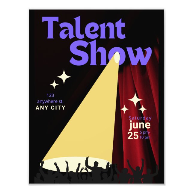 Talent Show FLyer, Show Flyer, Talent Tävling Fototryck (Framsidan)