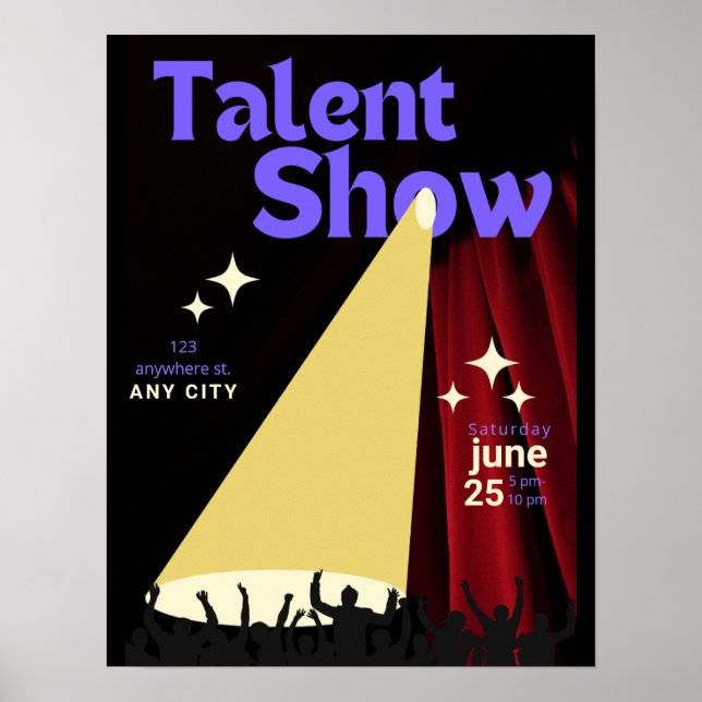 Talent Show FLyer, Show Flyer, Talent Tävling Poster (Framsidan)