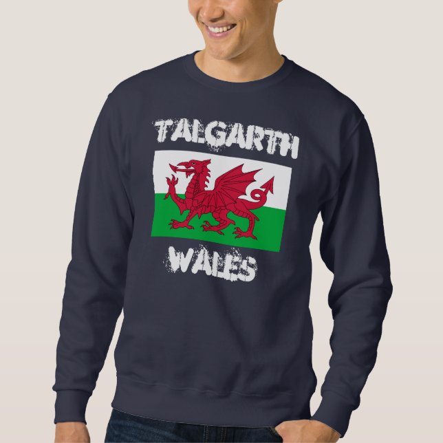 Talgarth, Wales med Welsh flagga Sweatshirt (Framsida)