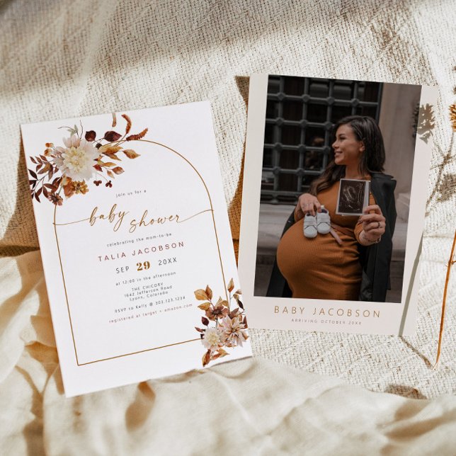 TALIA Bohemian Terracotta  Arch Baby Shower I Inbjudningar (Skapare uppladdad)