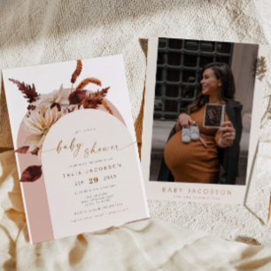 TALIA Bohemian Terracotta Arch Baby Shower Inbjudningar