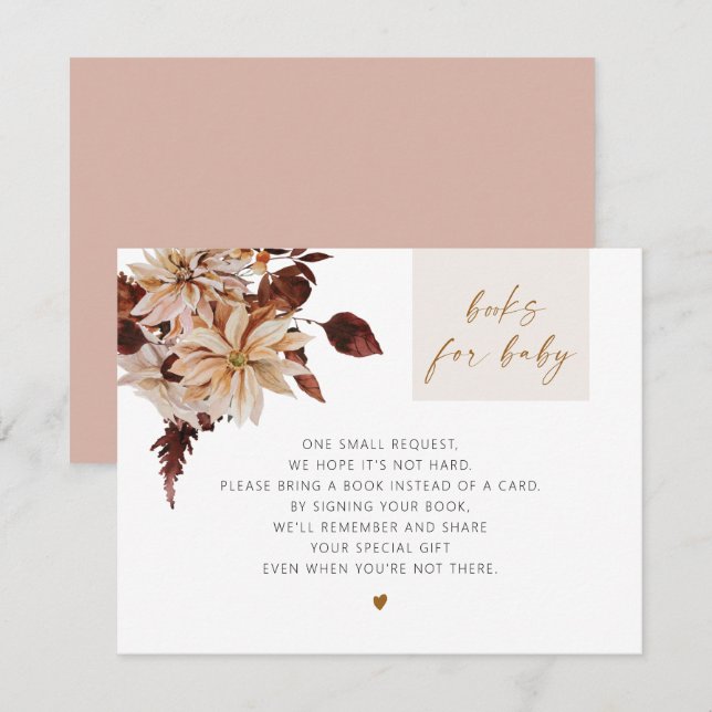 TALIA Bohemian Terracotta Blommigt Bokar för Baby Inbjudningar (Fram/baksida)