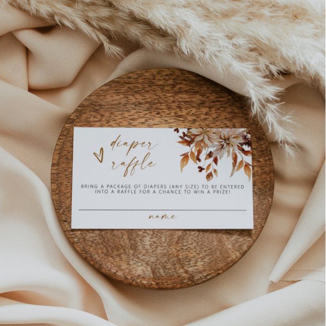 TALIA Boho Terracotta Blommigt Diaper Raffle Bilje Placeringskort (Skapare uppladdad)