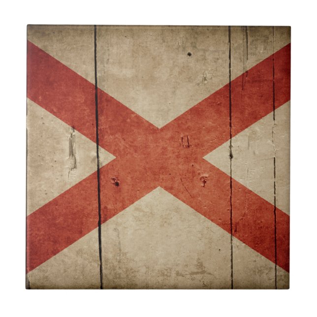 Tålig Alabama Flagga Kakelplatta (Framsidan)