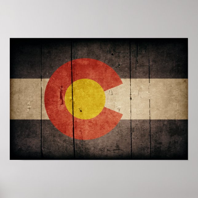 Tålig Flagga av trä Colorado Poster (Framsidan)